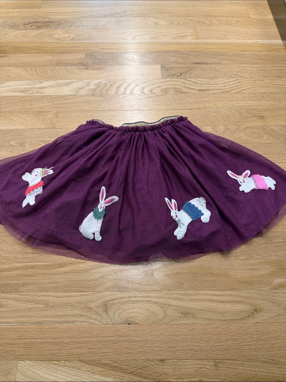 Mini Boden Girls Purple Tulle Skirt with Bunny Appliqués 6-7
